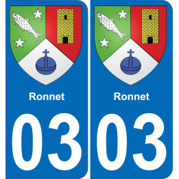 03 Ronnet autocollant sticker plaque immatriculation auto ville