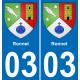 03 Ronnet autocollant sticker plaque immatriculation auto ville