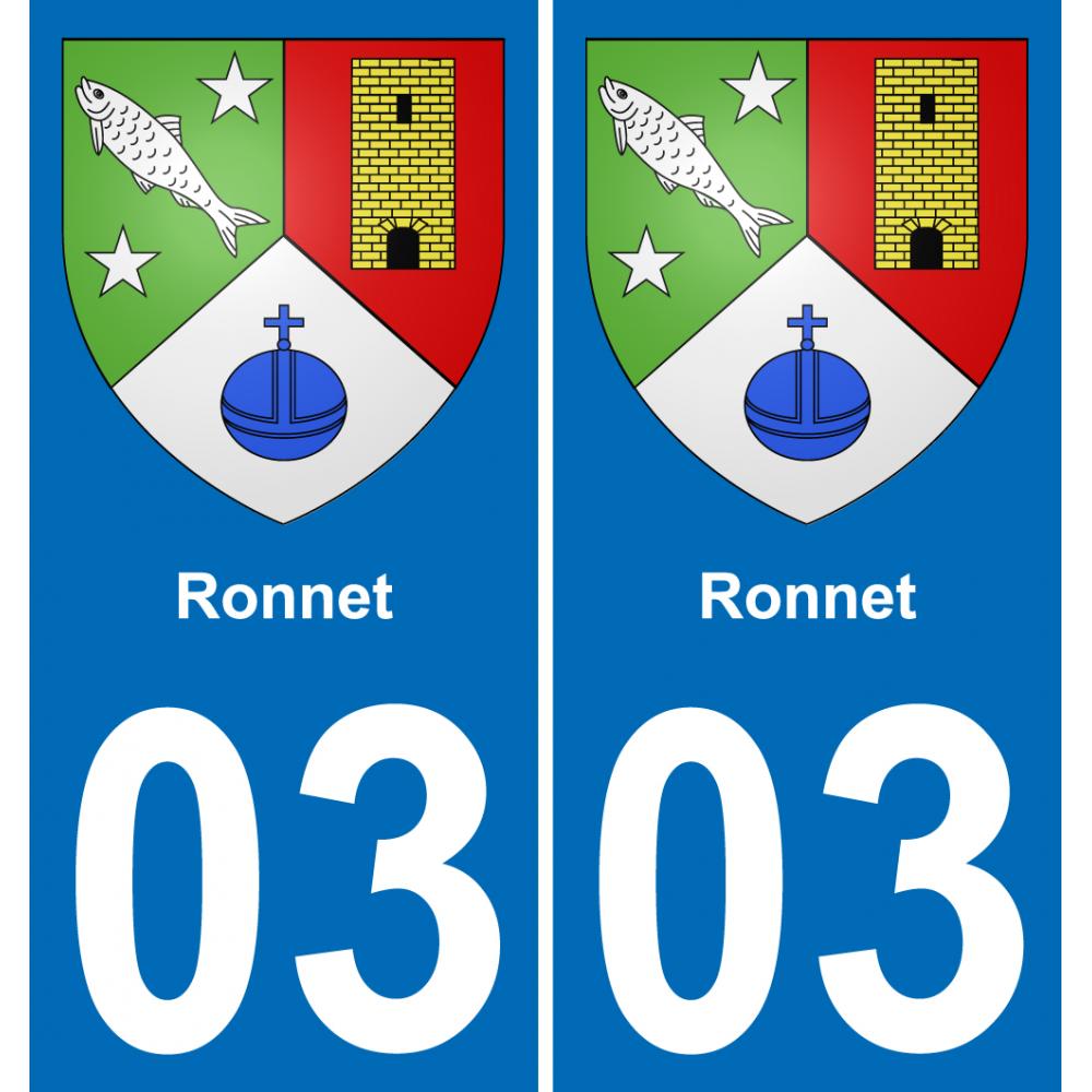 03 Ronnet autocollant sticker plaque immatriculation auto ville