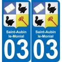 03 Saint-Aubin-le-Monial autocollant sticker plaque immatriculation auto ville