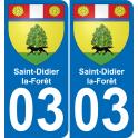 03 Saint-Didier-la-Forêt autocollant sticker plaque immatriculation auto ville