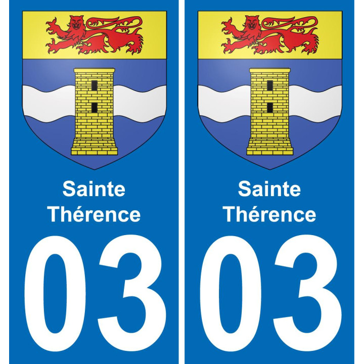 03 Sainte-Thérence autocollant sticker plaque immatriculation auto ville