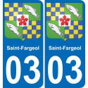 03 Saint-Fargeol autocollant sticker plaque immatriculation auto ville