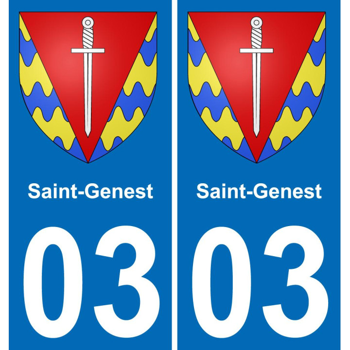 03 Saint-Genest placa etiqueta de registro de la ciudad
