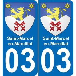 03 Saint-Marcel-en-Marcillat autocollant sticker plaque immatriculation auto ville