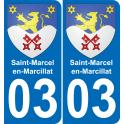 03 Saint-Marcel-en-Marcillat autocollant sticker plaque immatriculation auto ville