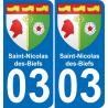 03 Saint-Nicolas-des-Biefs placa etiqueta de registro de la ciudad
