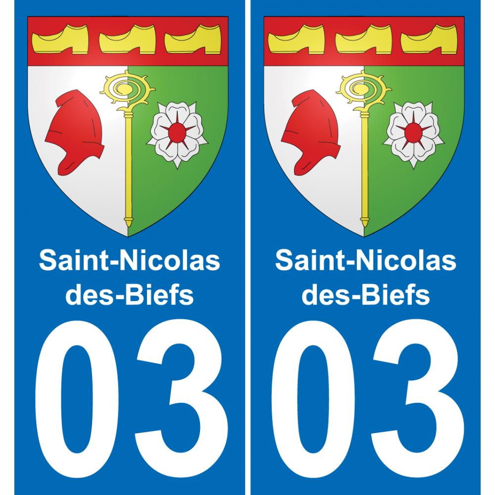 03 Saint-Nicolas-des-Biefs autocollant sticker plaque immatriculation auto ville