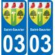 03 Saint-Sauvier autocollant sticker plaque immatriculation auto ville