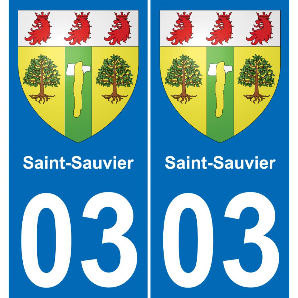03 Saint-Sauvier autocollant sticker plaque immatriculation auto ville