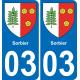 03 Sorbier autocollant sticker plaque immatriculation auto ville