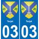 03 Terjat autocollant sticker plaque immatriculation auto ville