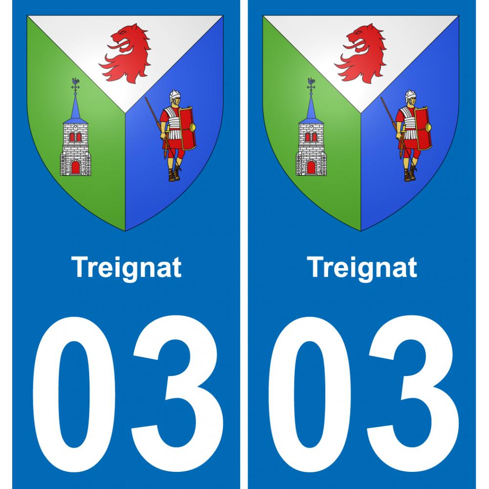 03 Treignat placa etiqueta de registro de la ciudad