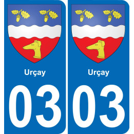 03 Urçay autocollant sticker plaque immatriculation auto ville