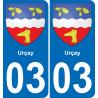 03 Urçay placa etiqueta de registro de la ciudad