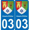03 Ussel-d'Allier sticker plate registration city