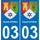 03 Ussel-d'Allier autocollant sticker plaque immatriculation auto ville