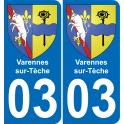 03 Varennes-sur-Tèche autocollant sticker plaque immatriculation auto ville