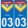 03 Venas autocollant sticker plaque immatriculation auto ville