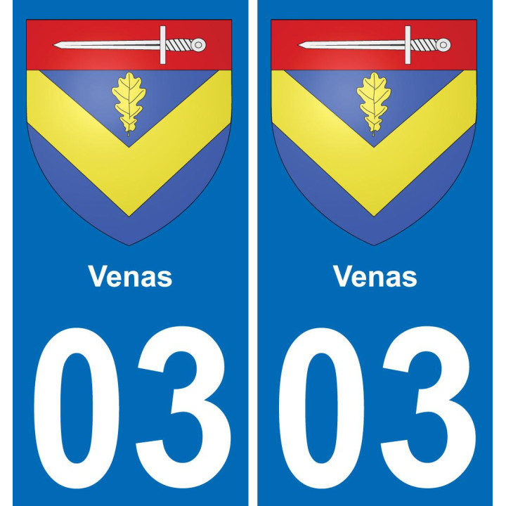 03 Venas autocollant sticker plaque immatriculation auto ville
