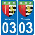 03 Vernusse autocollant sticker plaque immatriculation auto ville