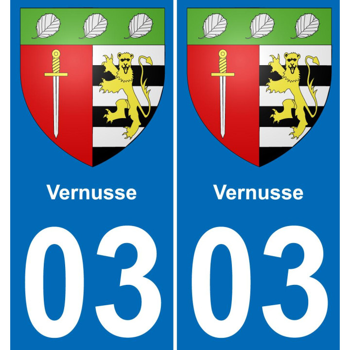 03 Vernusse autocollant sticker plaque immatriculation auto ville