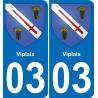 03 Viplaix autocollant sticker plaque immatriculation auto ville
