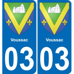 03 Voussac autocollant sticker plaque immatriculation auto ville