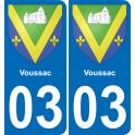 03 Voussac autocollant sticker plaque immatriculation auto ville