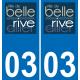 03 Bellerive-sur-Allier logo autocollant plaque immatriculation auto ville sticker