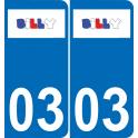 03 Billy logo autocollant plaque immatriculation auto ville sticker