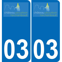 03 Bourbon-l'Archambault logotipo de la etiqueta engomada de la placa de registro de la ciudad