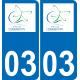 03 Commentry logo autocollant plaque immatriculation auto ville sticker