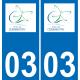 03 Commentry logo autocollant plaque immatriculation auto ville sticker