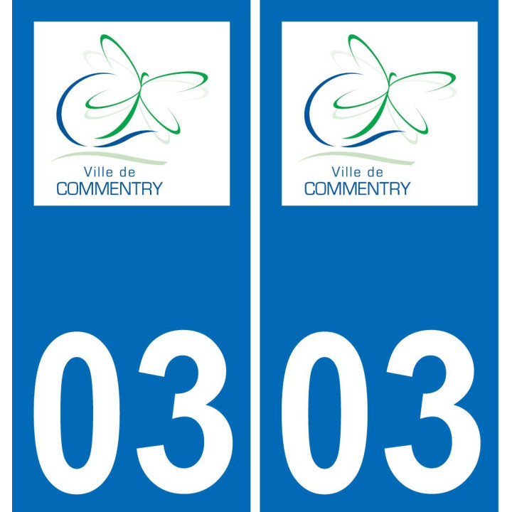 03 Commentry logo autocollant plaque immatriculation auto ville sticker