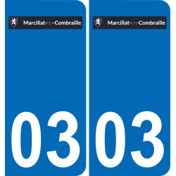 03 Marcillat-en-Combraille logotipo de la etiqueta engomada de la placa de registro de la ciudad