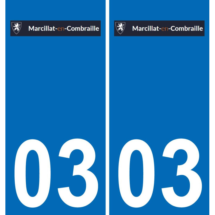 03 Marcillat-en-Combraille logotipo de la etiqueta engomada de la placa de registro de la ciudad