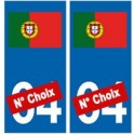 Portugal numéro choix autocollant plaque