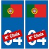 Portugal numéro choix autocollant plaque
