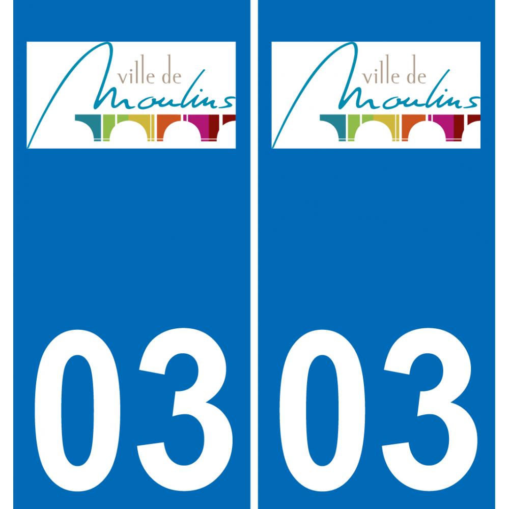 03 Moulins logo autocollant plaque immatriculation auto ville sticker