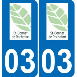 03 Saint-Bonnet-de-Rochefort logotipo de la etiqueta engomada de la placa de registro de la ciudad