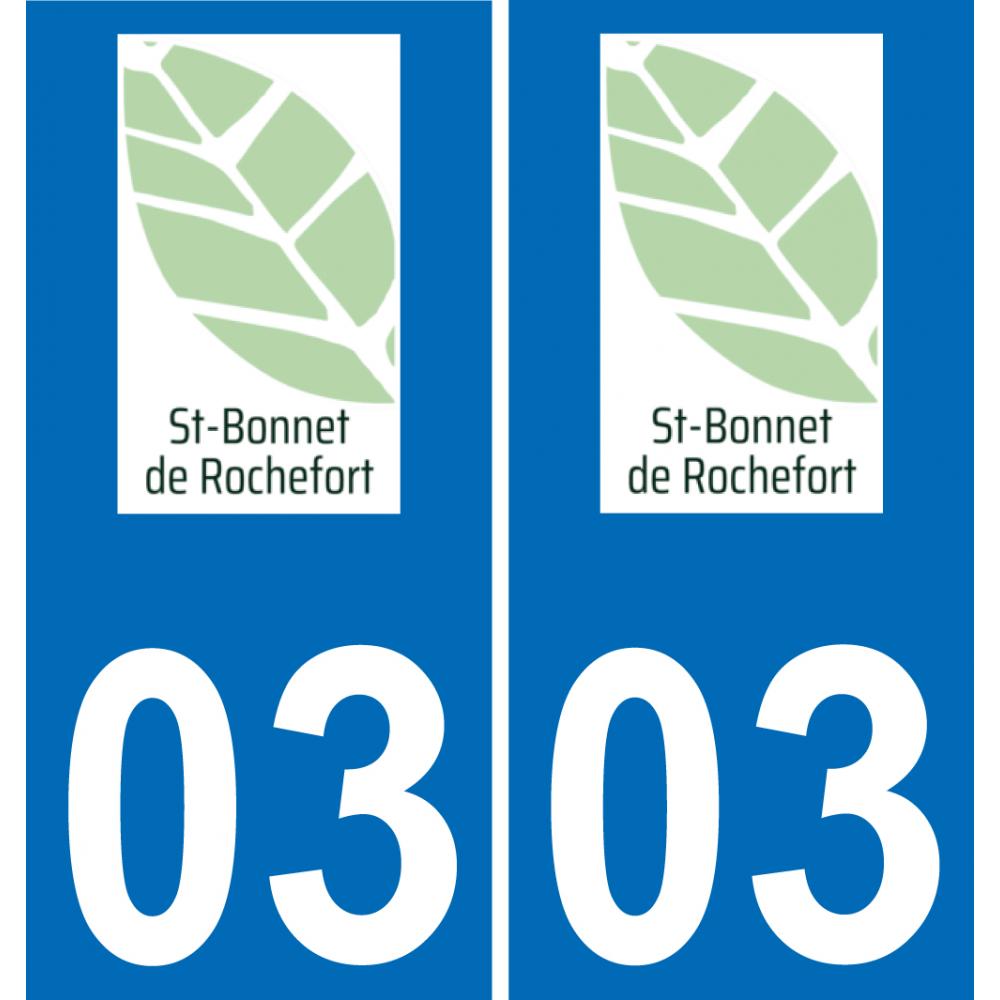 03 Saint-Bonnet-de-Rochefort logotipo de la etiqueta engomada de la placa de registro de la ciudad