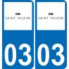 03 Saint-Hilaire logo autocollant plaque immatriculation auto ville sticker