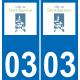 03 Saint-Sauvier logo autocollant plaque immatriculation auto ville sticker