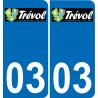 03 Trévol logo autocollant plaque immatriculation auto ville sticker