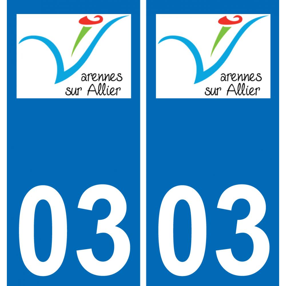 03 Varennes-sur-Allier logotipo de la etiqueta engomada de la placa de registro de la ciudad
