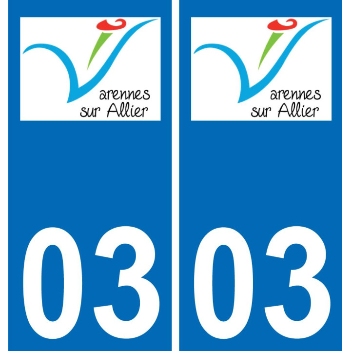03 Varennes-sur-Allier logotipo de la etiqueta engomada de la placa de registro de la ciudad
