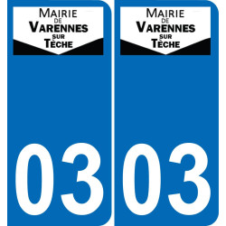 03 Varennes-sur-Tèche logotipo de la etiqueta engomada de la placa de registro de la ciudad