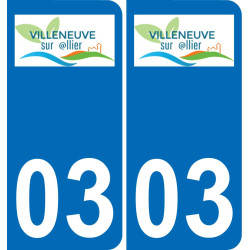 03 Villeneuve-sur-Allier logotipo de la etiqueta engomada de la placa de registro de la ciudad