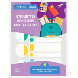 Lot de 24 étiquettes multicolore multi-usage divers format autocollant sticker